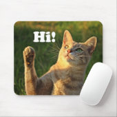 Tapis De Souris Ginger Cat Dit Bonjour ! (Avec souris)