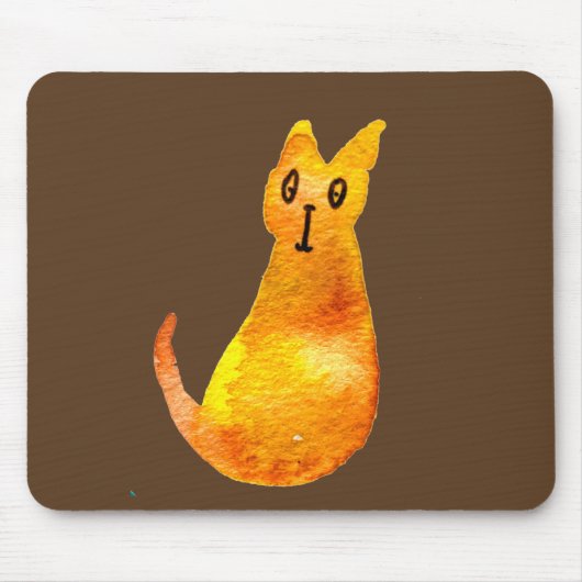 Tapis De Souris Ginger cat mignon aquarelle illustration art (Devant)