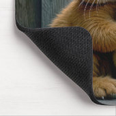 Tapis De Souris Ginger Kitten serrant un poulet (Coin)