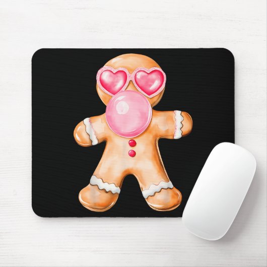 Tapis De Souris Gingerbread Blowing Bubble Gum Nk Sungles Christma (Avec souris)