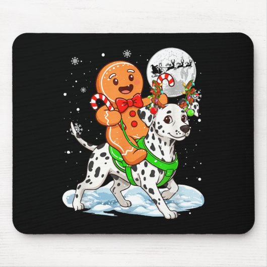 Tapis De Souris Gingerbread Ridding Dalmatian Reindeer Christmas B (Devant)