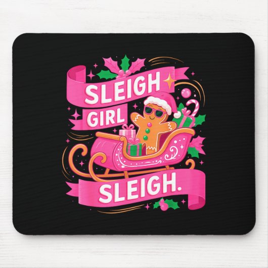 Tapis De Souris Gingerbread Sleigh Girl Nk Funny Christmas Women G (Devant)