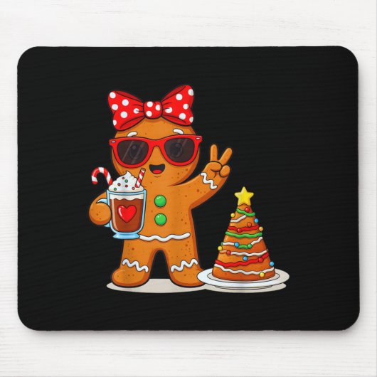 Tapis De Souris Gingerbread Women Drinking Coffee Christmas Tree C (Devant)