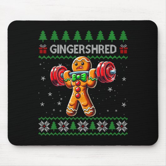 Tapis De Souris Gingershred Gym Christmas Ugly Sweater Gingerbread (Devant)