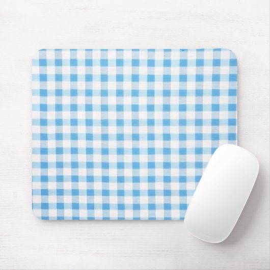 Tapis De Souris Gingham Bleu Bébé (Avec souris)