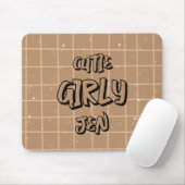 Tapis de souris Gingham Brun Fille Mignonne (Avec souris)