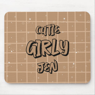 Tapis de souris Gingham Brun Fille Mignonne