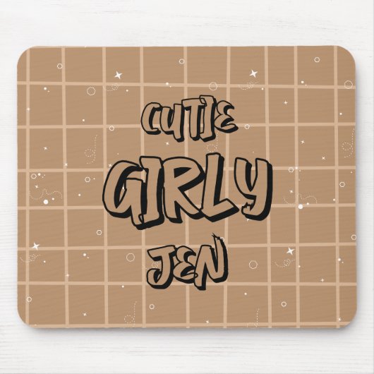 Tapis de souris Gingham Brun Fille Mignonne (Devant)
