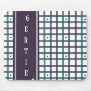 Tapis De Souris Gingham Cœur Violet