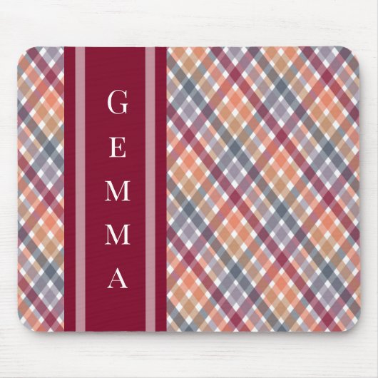 Tapis De Souris Gingham d'automne (Devant)