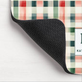 Tapis De Souris Gingham Monogramme Émeraude Douce (Coin)