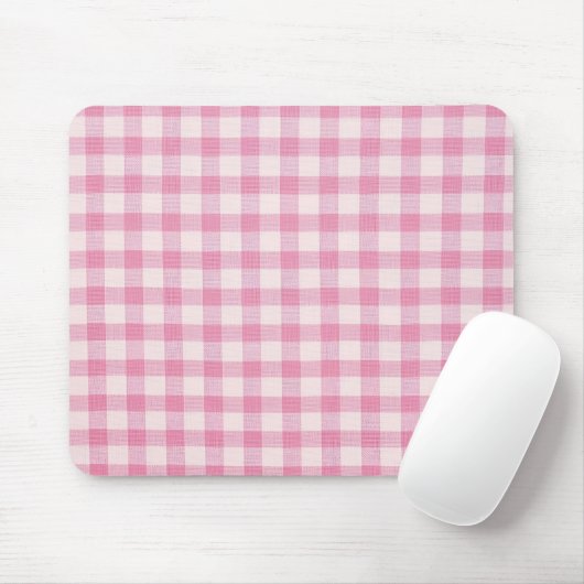 Tapis De Souris Gingham Rose Bébé (Avec souris)