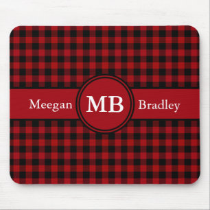 Tapis De Souris Gingham Rouge et Noir personnalisable