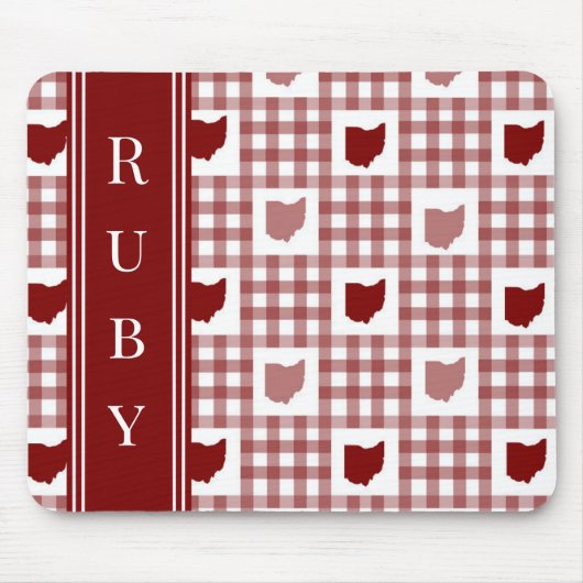 Tapis De Souris Gingham Rouge Ohio (Devant)