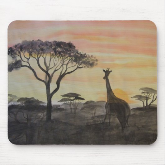Tapis De Souris Girafe dans le coucher du soleil africain (Devant)
