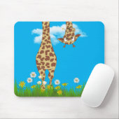 Tapis De Souris girafe mignonne dans l'herbe et les fleurs (Avec souris)