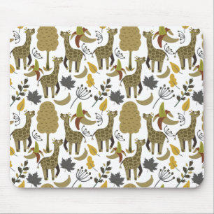 Tapis De Souris Girafe sans couture motif jaune blanc haute