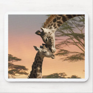 Tapis De Souris Girafes se saluant