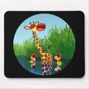 Tapis De Souris Giraffe & Canards en caricature (par télescope) Mo