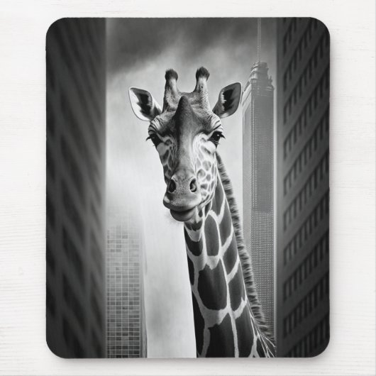 Tapis De Souris Giraffe dans une cityscape (Devant)