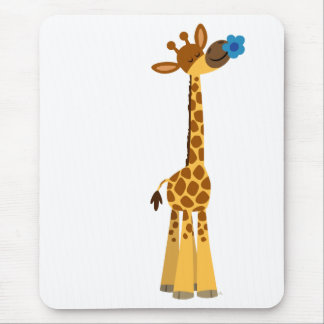 Tapis De Souris Giraffe de Cartoon mignonne et Mousepad aux fleurs