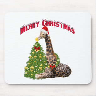 Tapis De Souris Giraffe de Noël