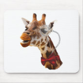 Tapis De Souris Giraffe drôle avec Bowtie et Monocle (Devant)