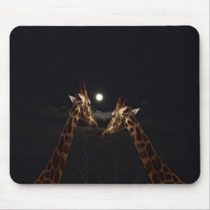Tapis De Souris Giraffe Love In the Moonlight