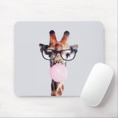 TAPIS DE SOURIS GIRAFFE PORTANT DES VERRES SOUFFRANT UN BUBBLEGUM  (Avec souris)