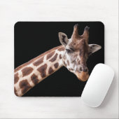 Tapis De Souris Giraffe Portrait Photo sur Black (Avec souris)