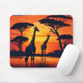 Tapis De Souris Giraffes at the Watering Hole at Sunset (Avec souris)