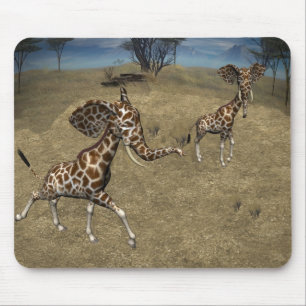 Tapis De Souris Giraffes d'éléphants mignons