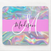 Tapis De Souris Girl Rainbow Holographic Iridescente Monogramme No (Devant)