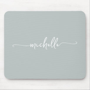 Tapis De Souris Girl Simple Sage Green Custom Monogramme Nom
