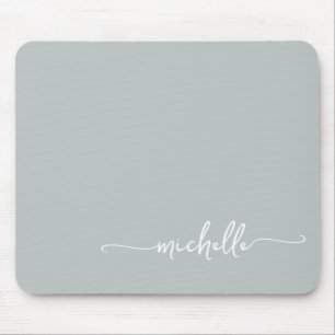 Tapis De Souris Girl Simple Sage Green Monogramme Nom