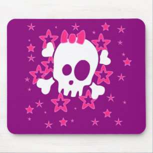 Tapis De Souris Girlie Crâne blanc Cartoon Graphe Couleur Mousepad