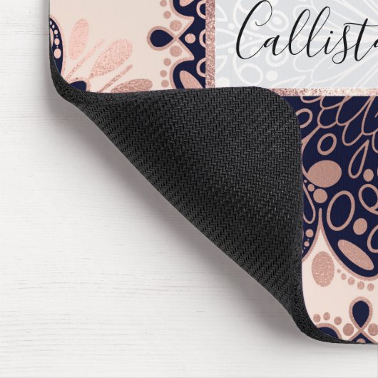 Tapis De Souris Girly Boho Rose Gold Blush (Coin)