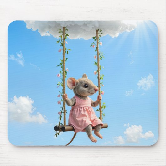 Tapis De Souris Girly Mouse On a Swing (Devant)