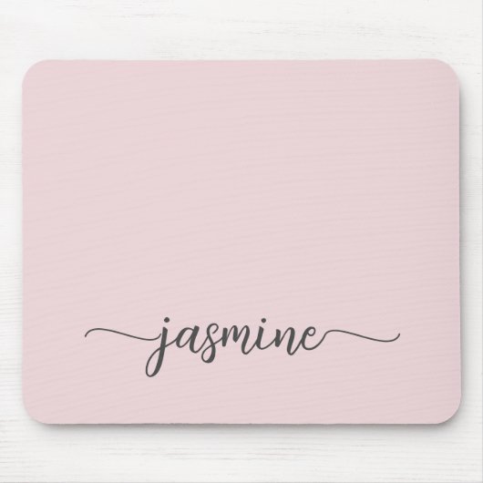 Tapis De Souris Girly Simple Rose Tendre Monogramme Nom Personnali (Devant)