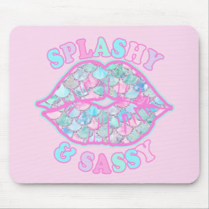 Tapis De Souris Girly Splashy & Sassy Rose Turquoise Mermaid Kiss