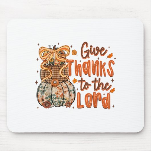 Tapis De Souris Give Thanks To The Lord Fall Christian Cross Coque (Devant)