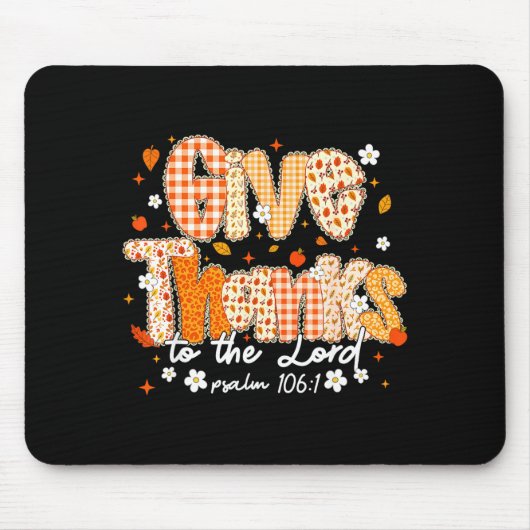 Tapis De Souris Give Thanks To The Lord Lace Christian Fall Autumn (Devant)