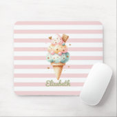 Tapis De Souris Glace colorée rayures roses (Avec souris)