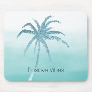 Tapis De Souris Glam Aqua Tropical Palm Tree Ombre