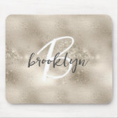 Tapis De Souris Glam Champagne Or Monogramme Script Tendance (Devant)
