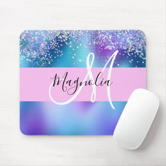 Tapis De Souris Glam Holographique Sirène Parties scintillant étin (Avec souris)