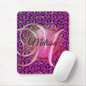 Tapis De Souris Glam Leopard rose et violet Monogramme (Avec souris)