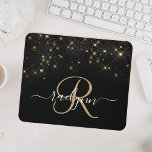 Tapis De Souris Glam Parties scintillant or diamant étincelle Élég<br><div class="desc">Créez votre propre pavé de souris brillant en diamant noir et or personnalisé avec votre monogramme et votre nom personnalisés.</div>