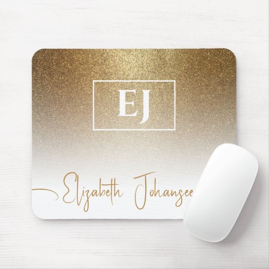 Tapis De Souris Glam Parties scintillant or monogrammed élégant ét (Avec souris)