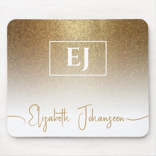 Tapis De Souris Glam Parties scintillant or monogrammed élégant ét (Devant)